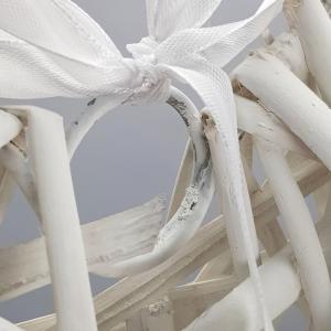 Fehér vessző szív fém vázon 29cm