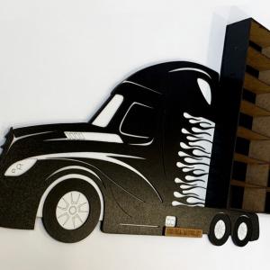 Fekete Kamion egy pótkocsival - Kisautó Tároló Kamion - Ajándék gyerekeknek