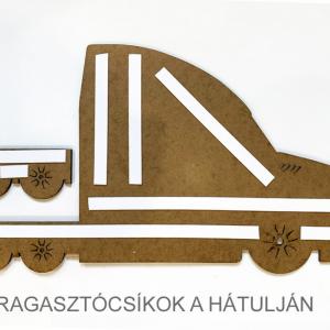 Fekete Kamion egy pótkocsival - Kisautó Tároló Kamion - Ajándék gyerekeknek