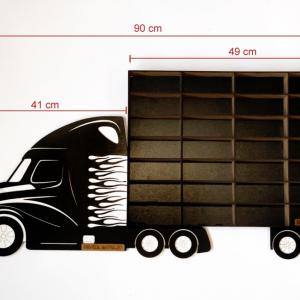 Fekete Kamion egy pótkocsival - Kisautó Tároló Kamion - Ajándék gyerekeknek