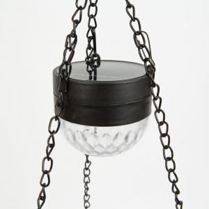 Felakasztható LED szolár - virág kaspó - fekete - műanyag - 26 x 16 cm