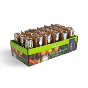 Felakasztható szolár lámpa izzó - 4 melegfehér LED - 4,7 x 11 cm