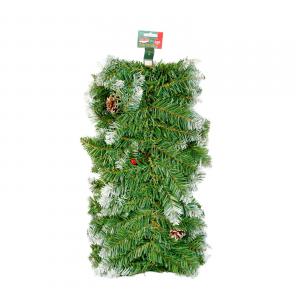 Fenyő girland - zöld, havas - 200 cm - PVC