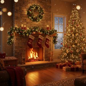 Fenyő girland - zöld, havas - 200 cm - PVC