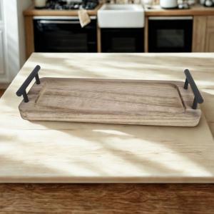 Fogantyús fa tálca barna 35x12cm