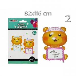 Fólia lufi írható macis rózsaszín vagy kék választható 82x116cm