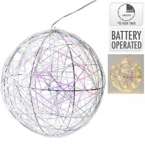 Gömb LED-es időzítős elemes (elem nélkül) 20cm