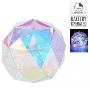 Gömb LED-esidőzítős elemes (elem nélkül) irizáló 15cm