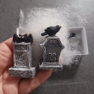 Halloween sírkő 4db 5,5cm szürke rip