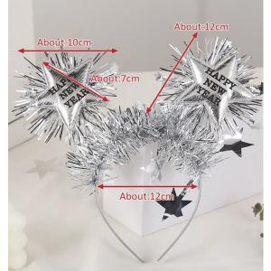 Happy new year, csillagos fejdísz, ezüst