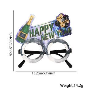 Happy New Year glitteres szemüveg, pezsgõ és lufik színes