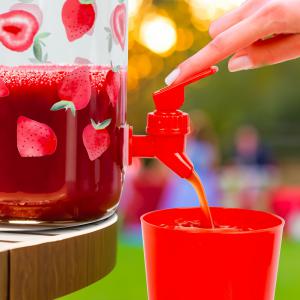 Italadagoló csappal műanyag pohárszettel - 3,8 l - epres