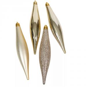 Jégcsap dísz műanyag krém- arany 15cm 4db-os