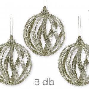 Karácsonyfadísz gömb glitteres 3db 8cm AWR100700 3f