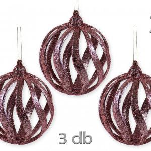 Karácsonyfadísz gömb glitteres 3db 8cm AWR100700 3f