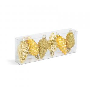 Karácsonyfadísz szett - arany toboz - 6 cm - 6 db / szett