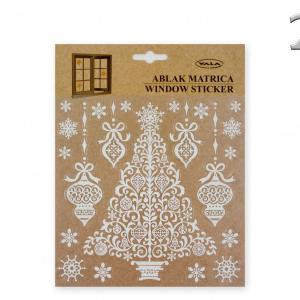 Karácsonyi ablakmatrica fehér glitteres 18cm 312317 3f