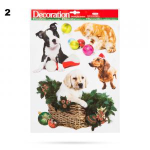 Karácsonyi ablakmatrica szett - háziállatos, glitteres - 2 féle