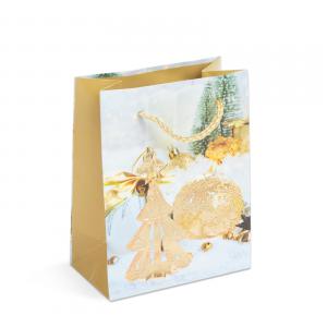 Karácsonyi ajándéktasak - papír - 114 x 64 x 146 mm - 4 féle mintával