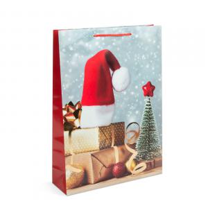Karácsonyi ajándéktasak - papír - 330 x 102 x 457 mm - 4 féle mintával