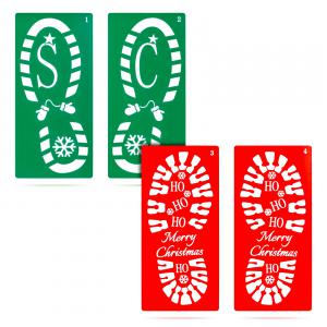 Karácsonyi dekoráció - lábnyom sablon szett - műanyag - 30,5 x 14 cm - 4 db / csomag