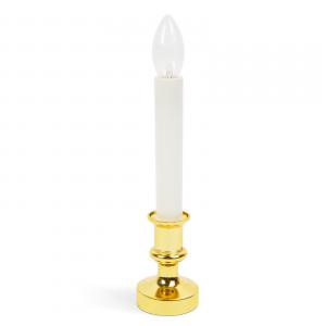 Karácsonyi dísz - sárga LED-es gyertya - fehér / arany - 22 cm