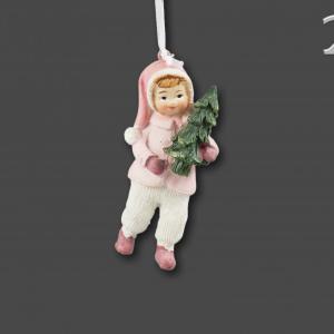 Karácsonyi figura fehér/rózsaszín 9cm AJC000390 4f