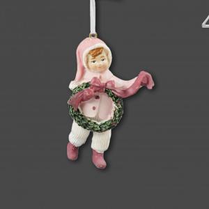Karácsonyi figura fehér/rózsaszín 9cm AJC000390 4f