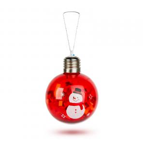 Karácsonyi LED-es gömb - RGB LED - átlátszó - műanyag - 8 cm - 3 x LR44 hóember
