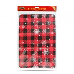 Karácsonyi tányéralátét - 45 x 30 cm piros fekete kockás hópehellyel