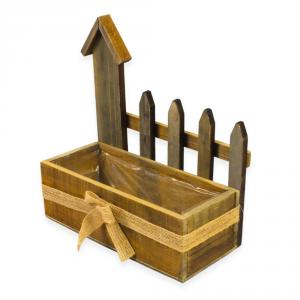 Kerítéses bélelt fa virágtartó barna 18-27