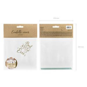 Konfetti tartó, kúp alakú, papírból, 16cm, 10 db/csomag