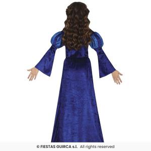 Középkori kék hölgy , gyermek jelmez, 7-9 éveseknek