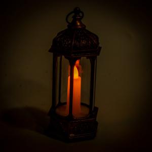 Lámpás LED-es gyertyával rusztikus 15x6cm