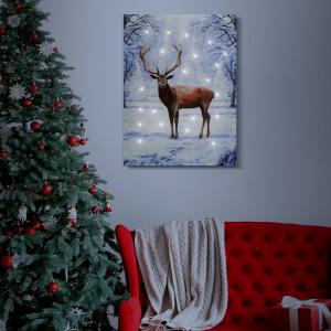 LED-es fali hangulatkép - rénszarvas - 2 x AA, 30 x 40 cm