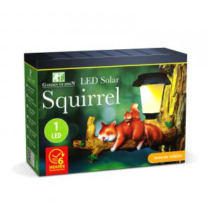 LED-es szolár állatfigura - mókus - akasztható - melegfehér LED - 25 x 6 x 19 cm