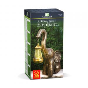 LED-es szolár lámpa - elefánt - melegfehér - műanyag - 30,5 x 12 x 24 cm