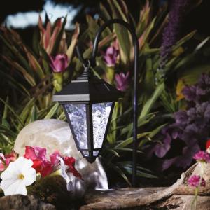 LED-es szolár lámpa fekete kandeláber hidegfehér fény - 80 cm