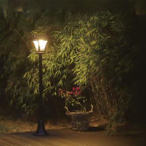 LED-es szolár lámpa - kandeláber - 120 cm - 10 LED - fekete - melegfehér