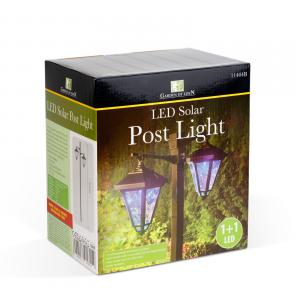 LED-es szolár lámpa - kandeláber - 137 cm - fekete - hidegfehér kétágú