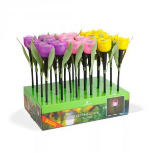 LED-es szolár tulipánlámpa 1 db sárga, rózsaszín, lila