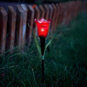 LED-es szolár tulipánlámpa sárga / piros / rózsaszín - 31 cm