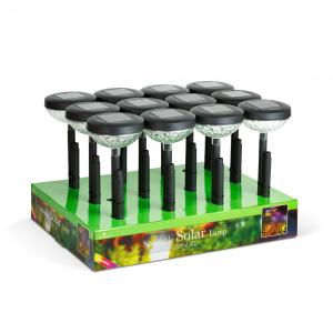 Leszúrható szolár lámpa - 1 + 1 melegfehér / RGB SMD LED - fekete - 53 x 11,4 cm