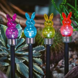 Leszúrható szolár lámpa nyuszi 1 fehér LED 5,5 x 38,5 cm