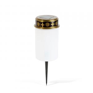 Leszúrható szolár mécses - pislákoló melegfehér LED - 7,3 x 20,5 cm - piros / fehér