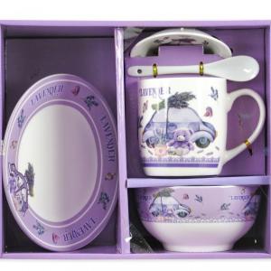 Levendulás-autós reggeliző szett ajándékdobozban választható motivummal