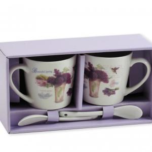 Levendulás bögre szett kiskanállal – 2+2 darabos pároknak