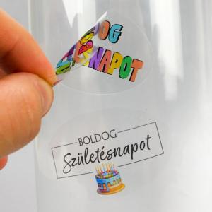 Matrica - Boldog születésnapot átlátszó matricák 24db/lap