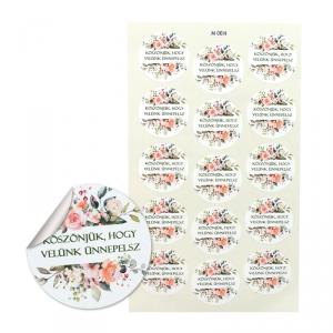 Matrica - köszönjük, hogy velünk ünnepelsz virágos 15db/lap