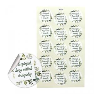 Matrica - köszönjük, hogy velünk ünnepelsz - zöld leveles 15db/lap